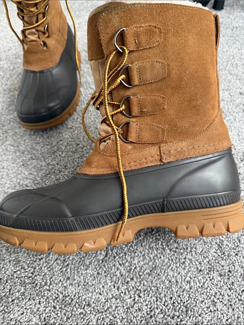 Lands' End Expedition brown and tan insulated lace-up winter boots